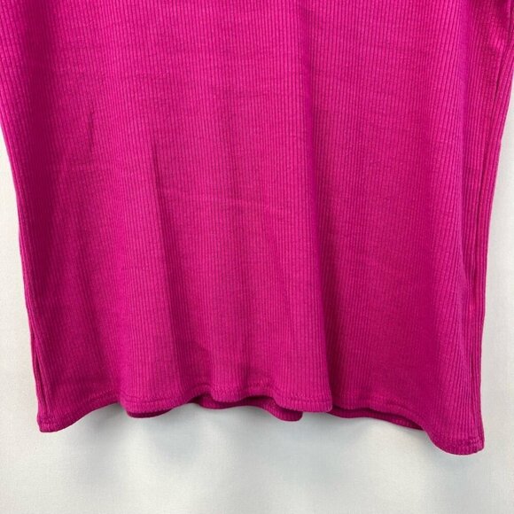 Bke Core Womens Crop Top Pink Short Sleeve Puff V Neck Stretch Ribbed S - Picture 5 of 9
